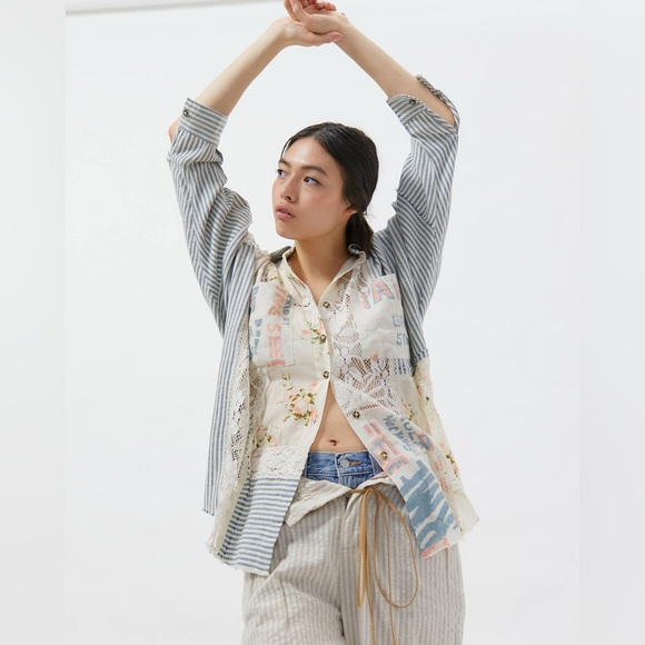 Kimchi Blue (Urban Outfitters) Patchwork Button-Up Shirt - Picture 3 of 9